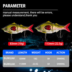 Nouveau 83mm /10g 113mm /23g nageur naufrage lent hélice Jerkbait appât artificiel <span class=keywords><strong>leurre</strong></span> hybride Glidebait prédateur pêche - Product Image 2