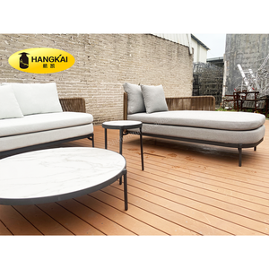 Conjuntos de Muebles Seccionales Modernos para Patio Exterior con Estructura de Aleación de Aluminio, Cómodos Conjuntos de Sofás de Madera para Uso <span class=keywords><strong>en</strong></span> Hoteles y Villas - Product Image 4