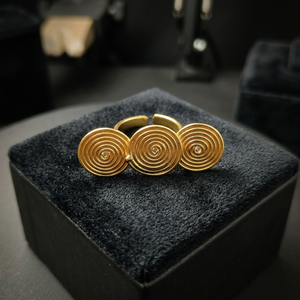 Vintage Gold Plated Brass <b>Adjustable</b> <b>Ring</b> with Spiral Design Modern Handmade Jewelry for Women - Product Image 3