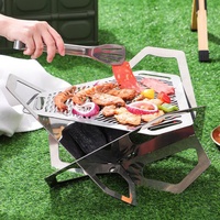 Portable En Acier Inoxydable Croix Barbecue Grill Mini Fire Pit Poêle À Bois pour Randonnée pour Camping Grills