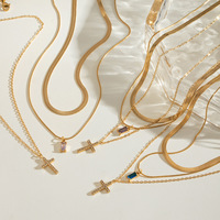 Collier pendentif multicouche haut de gamme pour femme, style européen et américain, avec chaîne en bambou électroplaquée