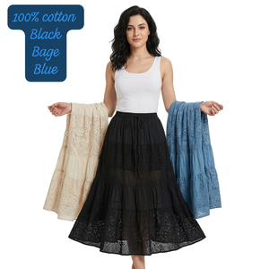 Jupe bohème en coton pour femme, haute qualité, toutes saisons, couleurs assorties, style décontracté boho hippie gypsy. - Product Image 1