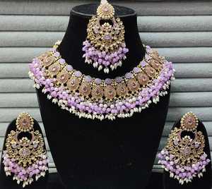 Conjunto de Collar Choker Kundan Tradicional Indio, Colección de Joyería Nupcial de Diseñador para Bodas, Oro como Material Principal - Product Image 6