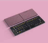 Keyboard kantor lipat, tombol gunting ergonomis portabel ukuran saku, nirkabel lipat Mini Touchpad Keyboard untuk PC Tablet