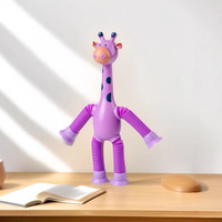 Figurine de jouet télescopique en forme de girafe en plastique lumineux à ventouse, modèle anti-stress HY036 pour jeunes (15-35 ans)