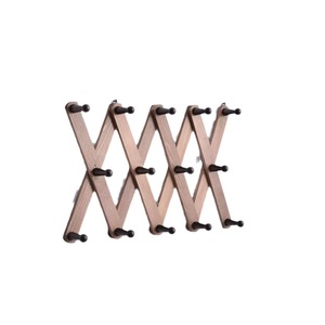 Perchero de Pared de Madera Maciza, Ajustable y Telescópico, Organizador de Entrada, Color Natural - Product Image 1
