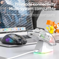 X2 souris sans fil transparente RGB 2.4G Bluetooth 5.0 souris Gamer filaire avec chargeur rapide Base bureau compétition souris de jeu