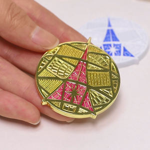 아연 합금 맞춤형 이중 로고 투명 에나멜 3D 금 은 황동 금속 앤티크 모던 맞춤 도금 도시 - Product Image 6