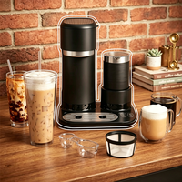 Machine à café automatique 4-en-1 pour usage domestique, avec fonction latte et café chaud glacé, mousseur à lait et gobelet isotherme, écran tactile numérique