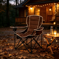 Chaise pliante moderne en acier avec accoudoirs, extra large et large, portable, pour le camping, la pêche et les pique-niques en plein air