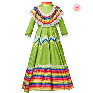Disfraz de Bailarina Folclórica Mexicana Tradicional de Jalisco para Niñas, Disfraces de Carnaval de Halloween para Niños - Product Image 4