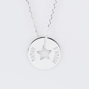 Collar de Acero Inoxidable Personalizado con Baño de Oro de 18k, Diseño de Disco Estrellado Calado, Collar con <span class=keywords><strong>Nombre</strong></span> Familiar Grabado - Product Image 6