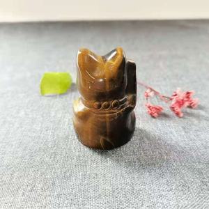 Piedra tallada a mano Natural, Gema de la suerte, Ojo de tigre amarillo, escultura de estatua para regalo - Product Image 4