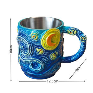 Nouveauté en vente chaude, tasse à café en résine avec des motifs d'étoiles de <span class=keywords><strong>Van</strong></span> <span class=keywords><strong>Gogh</strong></span>, décorations de bureau à domicile, cadeaux de vacances - Product Image 1