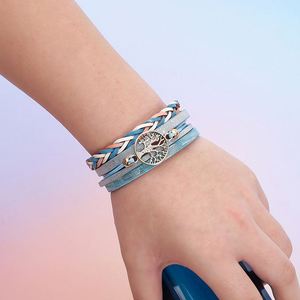 Stainless Steel <b>Leather</b> <b>Bracelet</b> Top-rated FBA Friendly Flush Setting Bangle Holiday Gift for Women Exact Universal Fit Size - Product Image 3