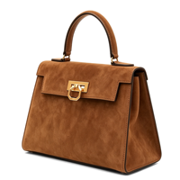 Sac à main de luxe en cuir suédé PU vintage OEM d'usine, sac fourre-tout élégant pour femme avec fermoir métallique hexagonal, sac à bandoulière formel à poignée supérieure