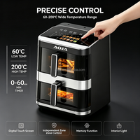 Friteuse à air numérique à double panier, four à air 2800W, conception à 3 niveaux 6L+4L+10L, zones indépendantes, écran couleur