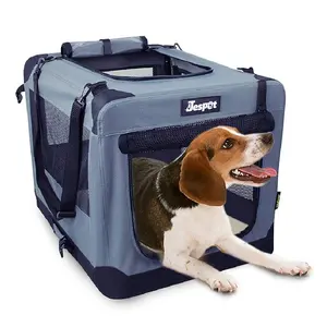 Factory Direct Soft Pet Crates Kennel Door Soft Sided Foldable Travel Pet Carrier with Straps and Fleece Mat