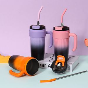 Cartoon Print Insulated Stainless Steel Tumbler With Straw For Children Back To School Use - Product Image 3