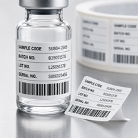 Étiquettes personnalisées imperméables pour petits flacons de peptides, numéros de lot, autocollants pour bouteilles, emballage d'échantillons, impression OEM de numéros de série