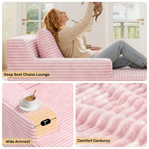 Sofá Cama Individual Extra Grande Reclinable de Terciopelo, Envasado al Vacío, Sin Ensamblaje, para Dormitorio, Sala de Estar y Uso en Exteriores - Product Image 2