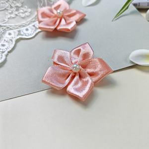 Lazo de satén con forma de flor rosa y naranja hecho a mano, accesorios de ropa interior y decoración de regalos - Product Image 3