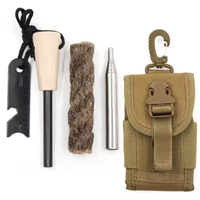 SOLO SAUVAGE Naturel Tinder Fire Starter Rod Jute Corde Cire Survie Multi Outil Camping Sac À Dos Étanche Randonnée Gears Kit