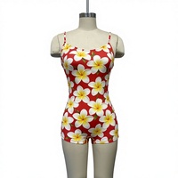 Maillot de bain une pièce pour femme avec logo personnalisé, décolleté en V, imprimé floral, matière Spandex/Nylon, séchage rapide, style shorty extensible
