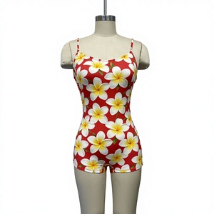 Maillot <span class=keywords><strong>de</strong></span> <span class=keywords><strong>bain</strong></span> une pièce à imprimé floral très élastique avec logo personnalisé pour femme, coupe shorty, séchage rapide, style boyleg - Product Image 6