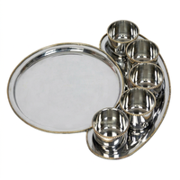 Service de Table Traditionnel Écologique en Acier Inoxydable – Cinq Bols, Une Assiette, Motif Incrusté Or – Kit d'Ustensiles Nouveauté pour la Maison