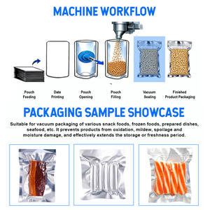 Machine d'emballage automatique à double chambre sous vide pour sacs Doypack préformés pour <span class=keywords><strong>riz</strong></span>, pois, haricots rouges, soja et céréales - Product Image 2