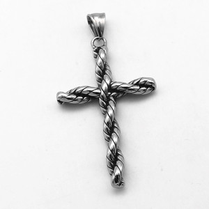 Yunnique – collier avec pendentif croix torsadée, en acier inoxydable, bijoux unisexes, design géométrique, TGHP-PC0869 - Product Image 2