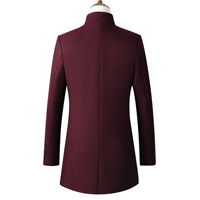 Manteau long pour homme trench-coat à boutonnage simple couleur unie européenne et américaine veste en laine à col montant simple