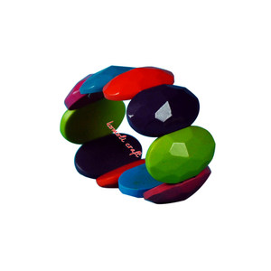 Pulsera elástica facetada de resina cortada a máquina de diamante retro hecha a mano - Product Image 1