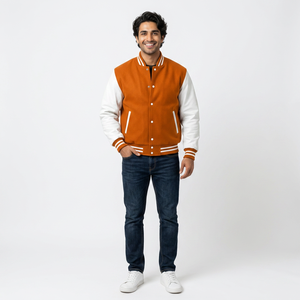 Custom Fashion Leather Sleeve Embroidered College Letterman Varsity <b>Jacket</b> <b>Baseball</b> <b>Bomber</b> <b>Jacket</b> For Men Collarless Customized - Product Image 1