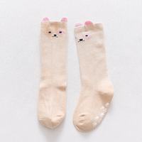 Chaussettes d'école pour enfants à thème dessin animé, en coton tricoté, avec logo personnalisé, motif visage d'animal mignon, jetables