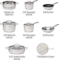 Ensemble de casseroles et poêles de cuisine professionnelles en acier inoxydable durable, 12 pièces, vente en gros d'usine, pour restaurant et usage domestique
