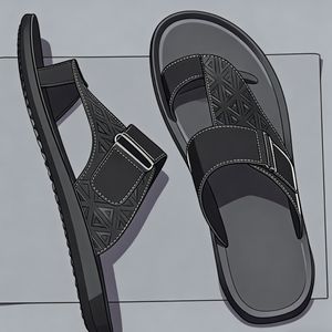 Sandales d'été pour hommes, modèle 2025, légères, en cuir véritable, boucle, design tendance, tongs de sport, prix bas, grande taille <span class=keywords><strong>48</strong></span> - Product Image 1
