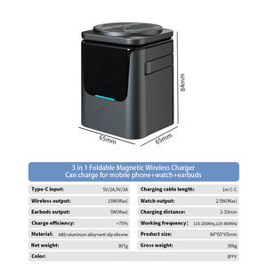 Sıcak satış çok fonksiyonlu katlanabilir alüminyum alaşım 15W 3 in 1 şarj küp manyetik hızlı şarj kablosuz şarj - Product Image 5