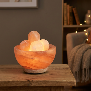 Natural Stone Fire Bowl Himalayan Salt Lamps Warm Decorative <b>Glow</b> For Cozy Home Interiors Bedroom Tables And Gift Collections - Product Image 1