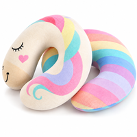 Oreiller de voyage ergonomique en mousse à mémoire de forme en forme de U, motif licorne mignon, pour le soutien du cou en avion et en voiture, personnalisable avec logo, vente en gros