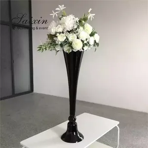 ZT-222B Saixin 80cm -100cm hoch schwarz glas stiel vase für hochzeit tisch mittelstück