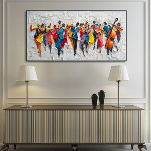 Pintura <span class=keywords><strong>al</strong></span> <span class=keywords><strong>Óleo</strong></span> Personalizada <span class=keywords><strong>para</strong></span> Festivales <span class=keywords><strong>de</strong></span> Música, Arte, Paisajes, con Textura <span class=keywords><strong>de</strong></span> Color y Marco - Product Image 1