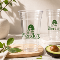 Gobelets en plastique jetables personnalisés avec logo imprimé en stock – Tasses à café, gobelets à jus, tasses en PET transparentes avec couvercles