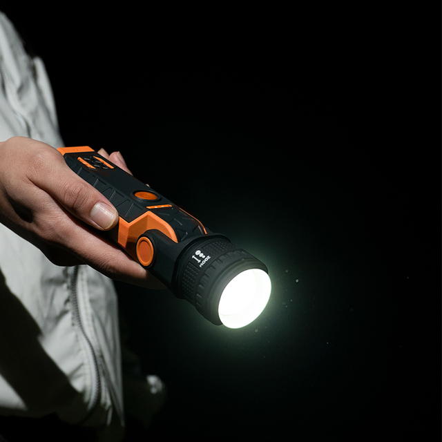 Rechargeable LED Flashlight&Torches with Magnetic Base Adjustable Angle Spotlight&Floodlight with SOS Alarm