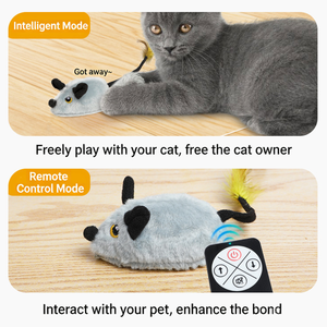 ของเล่นแมวและสุนัขแบบขนนกเคลื่อนไหวได้ ควบคุมด้วยรีโมท ชาร์จผ่าน USB พร้อมเซ็นเซอร์อัจฉริยะ สำหรับแมวเลี้ยงในบ้าน - Product Image 3