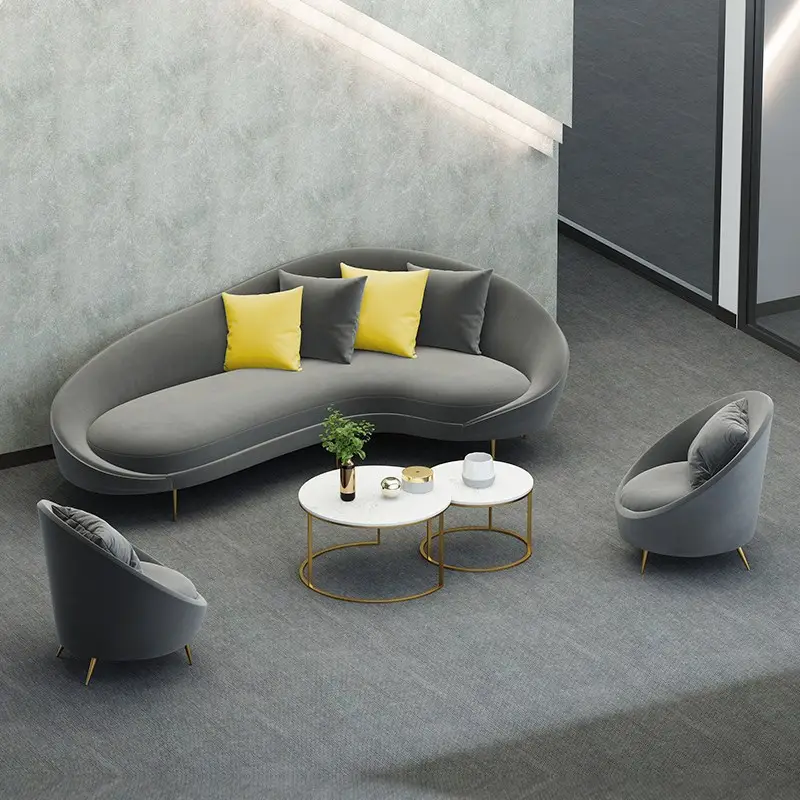 Großhandel kommerziellen Luxus Samt Metall Couch Sofa Set Möbel <span class=keywords><strong>Büro</strong></span> Empfang