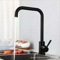 Robinet de cuisine en acier inoxydable standard américain 360 noir à col en L, mélangeur d'eau chaude et froide