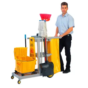 Hotel Plastic Service Cleaning Trolley Janitorial Trolley Cart Multifunction Cleaning Cart For Hospital
