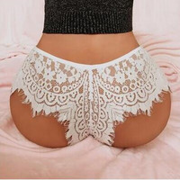 Livraison discrète Culotte string femme en dentelle multicolore S-XXXL à motif cils ajouré taille basse